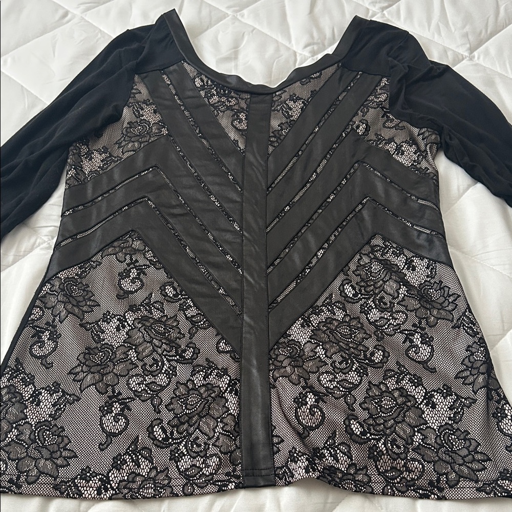 BKE Black Floral Lace Blouse